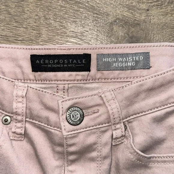 Aeropostale super soft high waisted jeggings in faded pinkish khaki - Picture 2 of 5